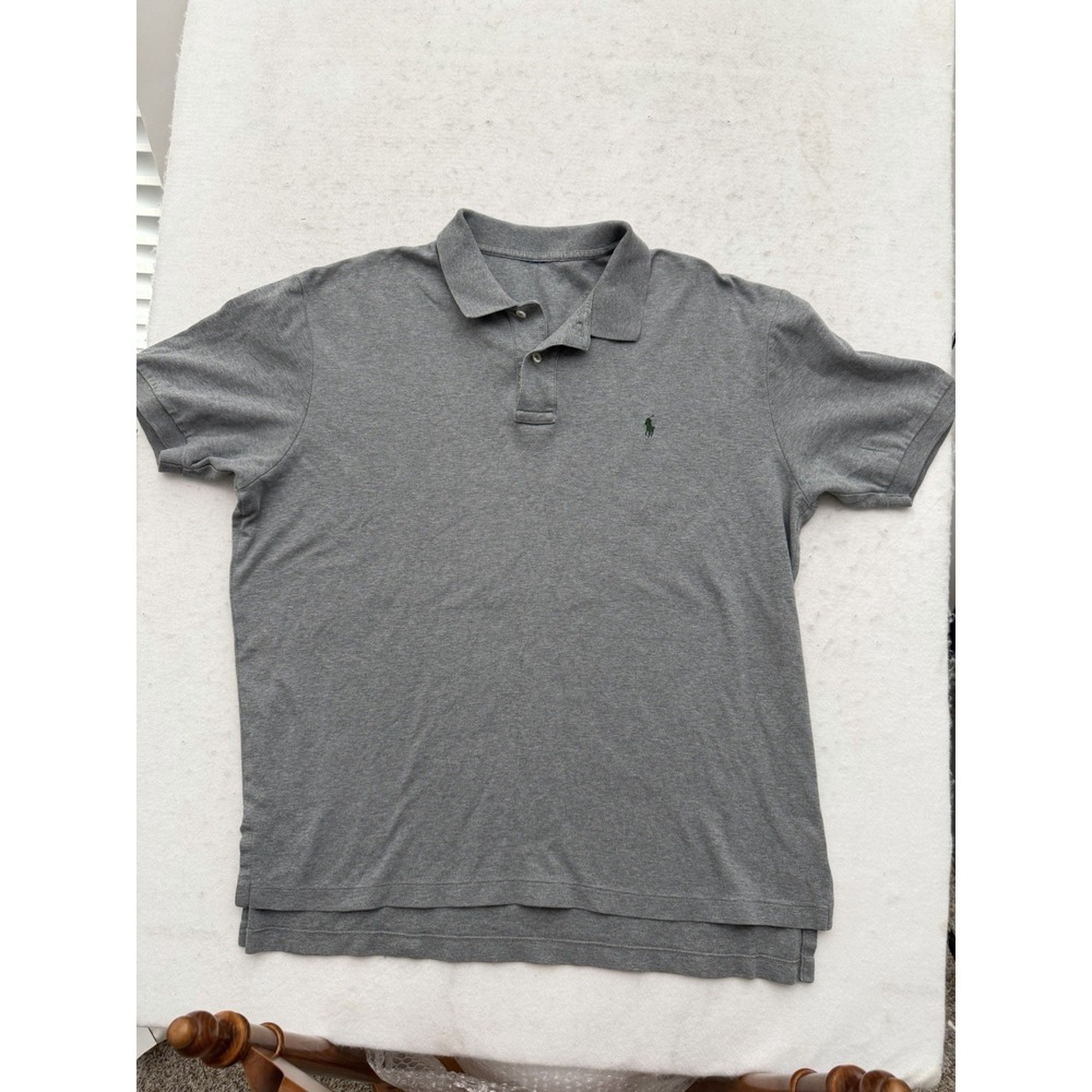 Polo Ralph Lauren Polo Shirt‎ Mens Sz XL Gray Green Pony Golf 100% Cotton Collar